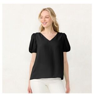 Elegant Black Puff Sleeve Top